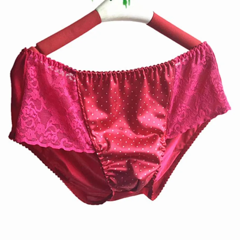 Red Underwear Mens Small Dot Lace Sissy Panties Soft Fabric Floral Low Rise Stretchy Erotic Lingerie Sexy Gay Men Panty
