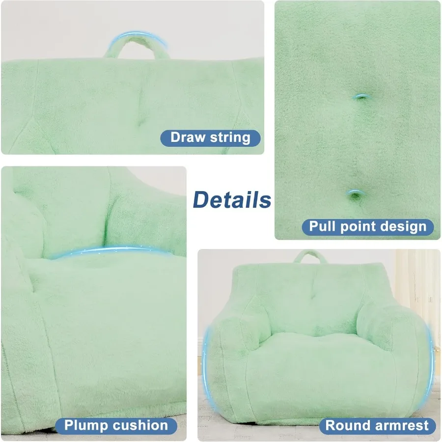 Sedie a sacco per adulti Ampia poltrona a sacco con comodo divano singolo in tessuto peluche per soggiorno, sala lettura e appartamento.