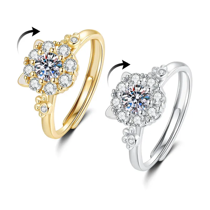 Beautiful gift set with adjustable zirconia crystal spinner rings, collection with multiple designs for women and girls.