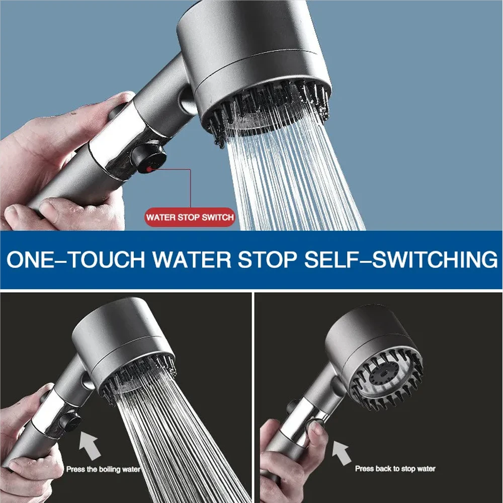 3 Modes Filtered Shower Head Water Saving High Pressure Adjustable Eco Showerhead One-key Stop Water Shower Bathroom Accessories