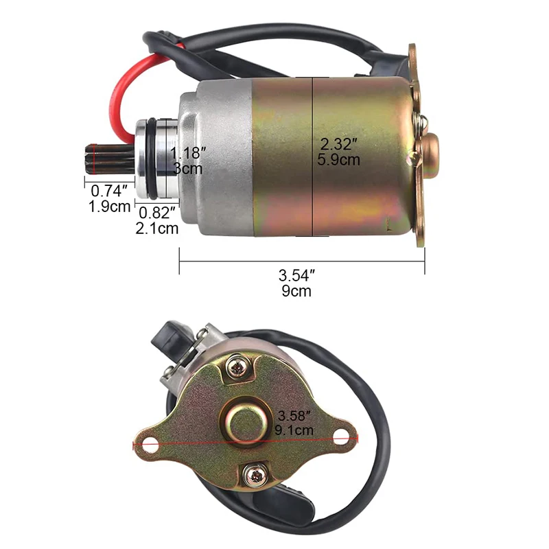 GY6 125cc 150cc Starter Motor with Wire Cable Compatible Go Karts ATV Scooter Moped Dune Buggys Quad 4 Wheelers Engine Parts