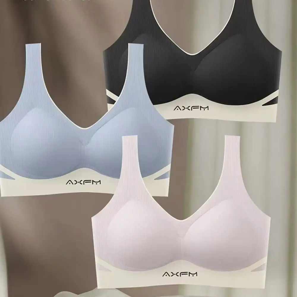 

Беспроводные бюстгальтеры пуш-ап с глубоким V-образным вырезом, облегающее нижнее белье с цветными блоками для женщин, расширенный противоударный бесшовный бюстгальтер на бретельках для женщин