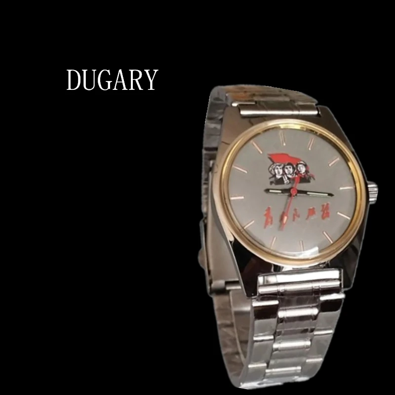 dugary-メンズ発光パイロットクォーツ時計合金ヴィンテージファッションブランド耐衝撃性36mm中国
