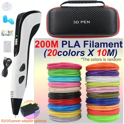 Stylo d'impression 3D avec adaptateur secteur pour enfants, boîte de rangement, filament PLA, cadeau d'anniversaire et de Noël, nouveau style, 2024