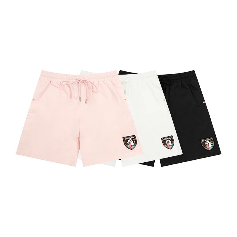 

Comfortable American Sle Ice Silk Lined orts with Embroidered Button Creative Fun Original Brand Men's Casual Pants