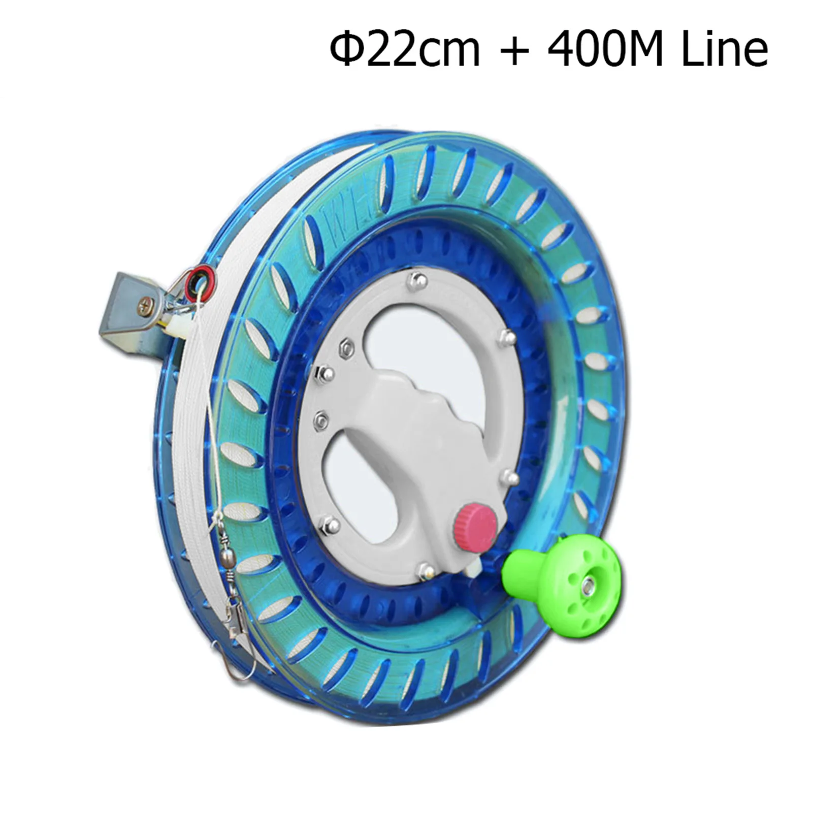 Enrolador de carretel de pipa, corda de roda de fogo, alça voadora, linha de corda torcida, aperto redondo ao ar livre para fying pipas, linha de 200/400/700m