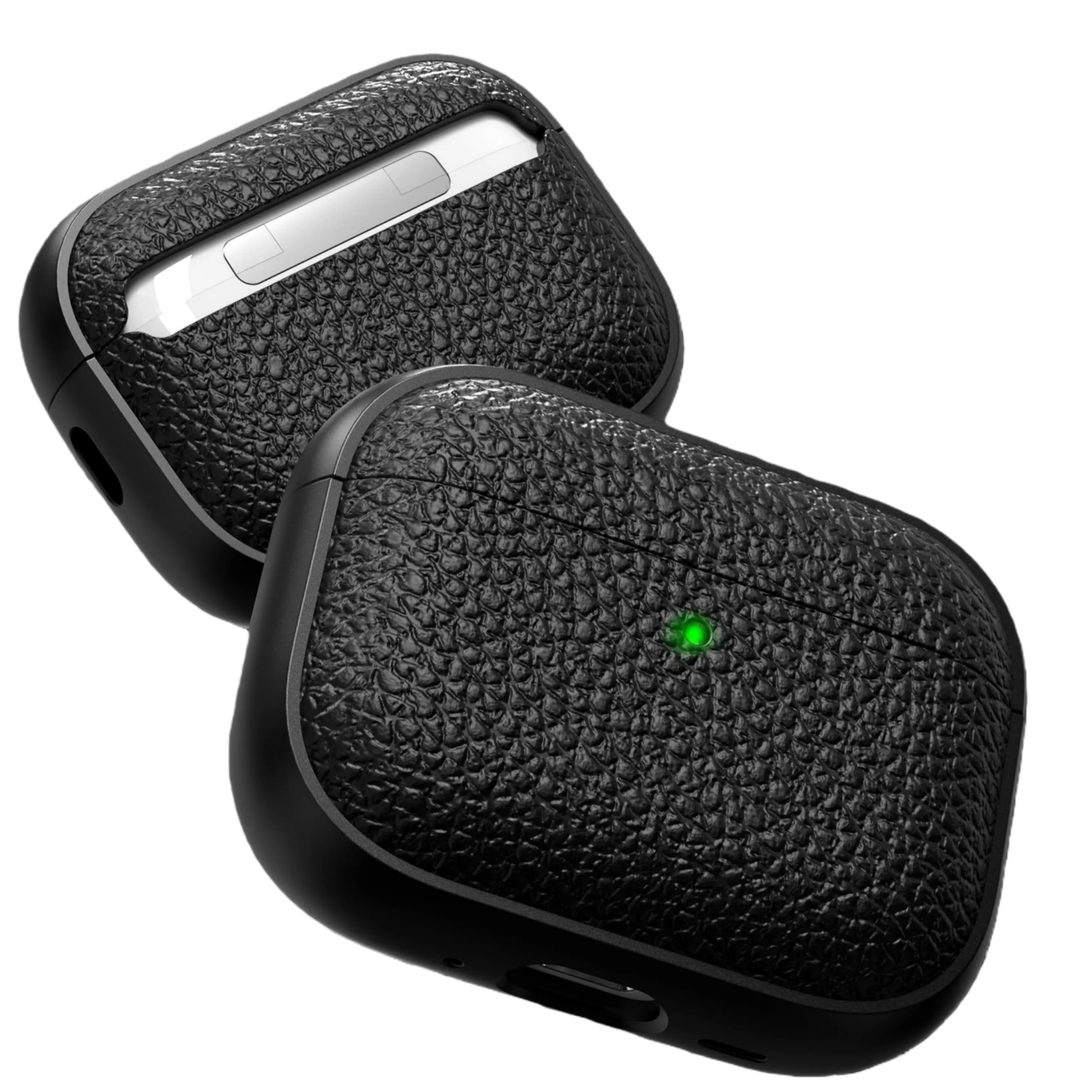 2025 لـ AirPods Pro 3/Pro 2/4 حافظة حماية ناعمة من مادة TPU (تصميم تشبه الجلد) مع سلسلة مفاتيح ومجموعة منظف لأجهزة AirPods Pro 3/4