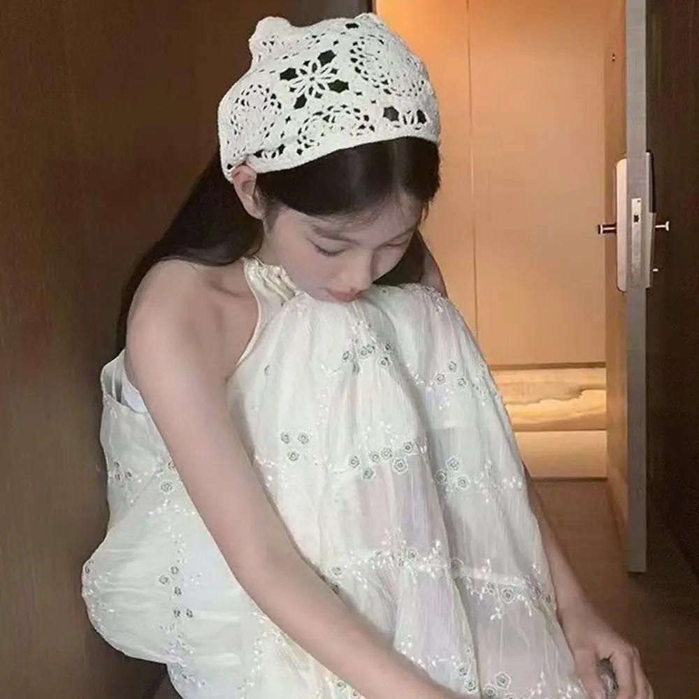 أربطة رأس منسوجة كروشيه للنساء ، وشاح رأس لطيف ، إكسسوارات شعر مرنة واسعة ، موضة