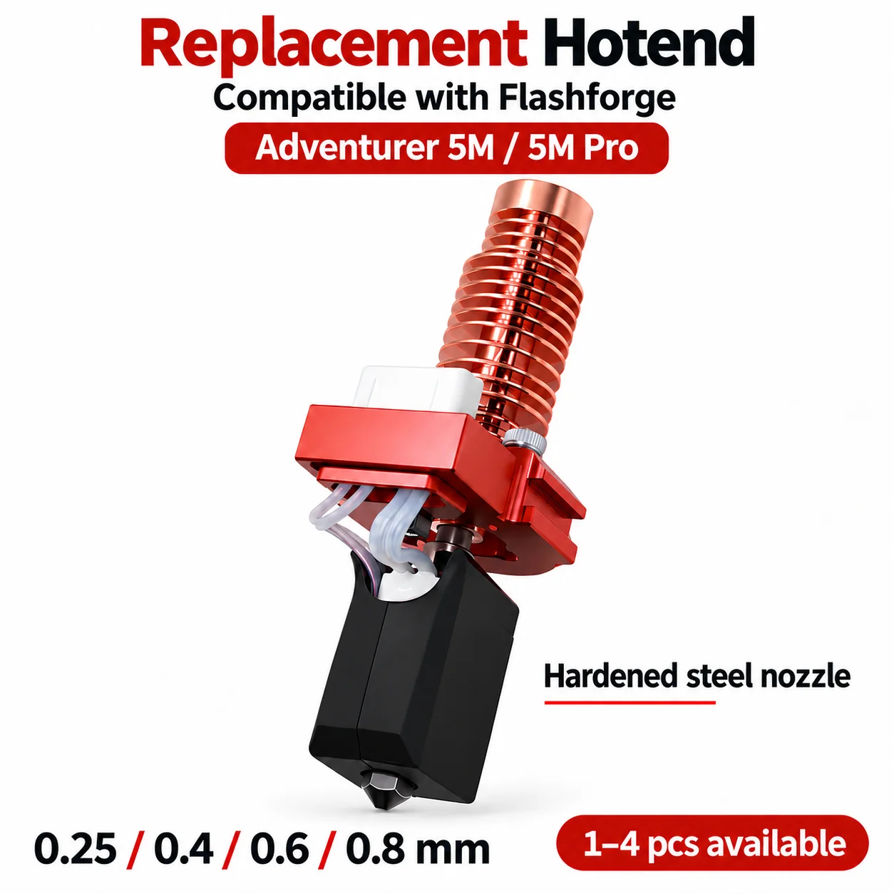 Hotend Upgrade Kit Compatible with Flashforge Adventurer 5M/5M Pro AD5M Ceramic Heating Block Hardened Steel Nozzle Replacement