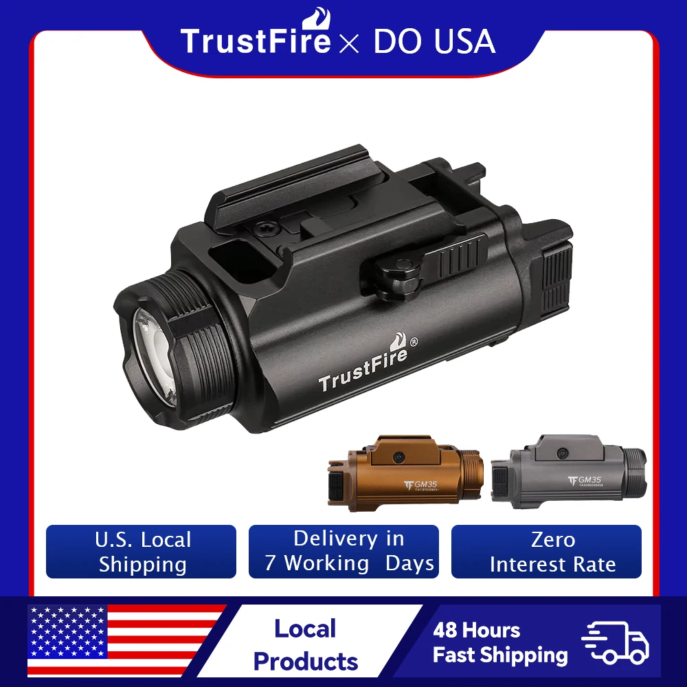 

Тактический фонарик Trustfire GM35 1350 люмен, оружие самообороны, фонарь типа c, USB перезаряжаемый фонарь для Gl0ck Picatinny