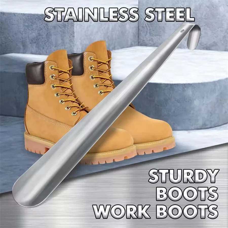 1/2 шт. 20,5 дюйма, удлиненный серебряный рожок для обуви из нержавеющей стали, противоскользящий инструмент для тяги обуви для пожилых людей, легкая обувь, аксессуары для обуви