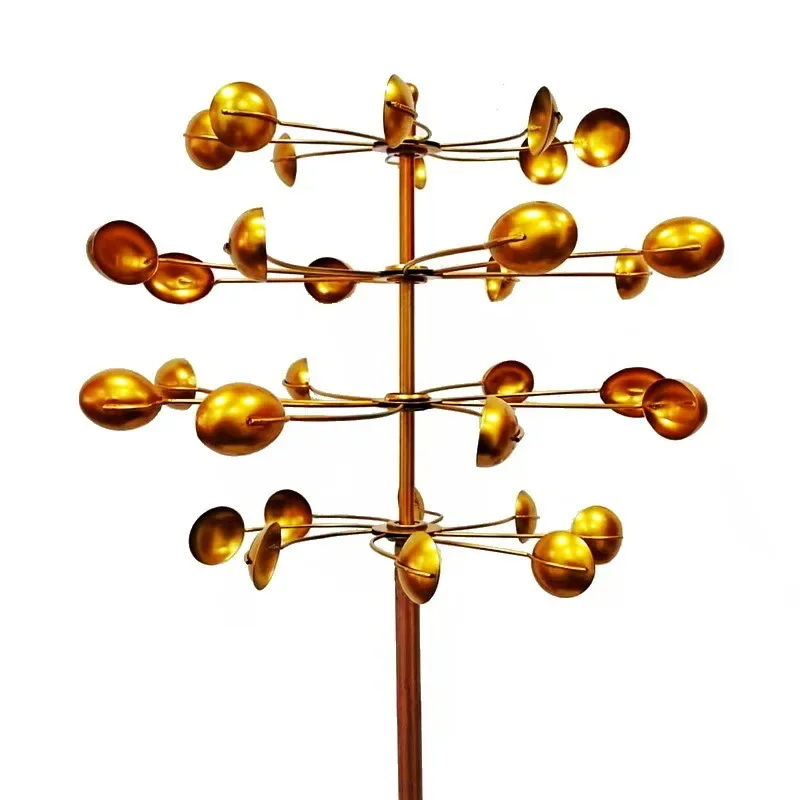 

Garden ornaments, metal handicrafts, outdoor wrought iron windmill, gold spoon shape, rotating decoration plug-in, rotating on