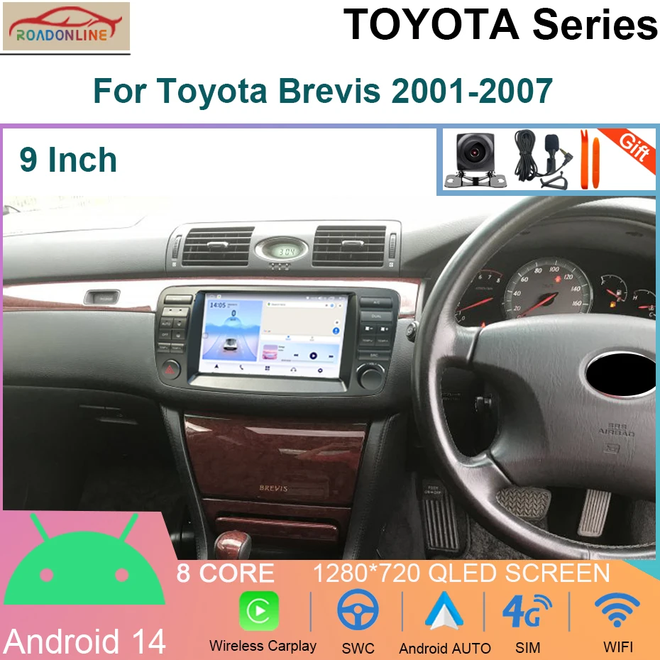 

8+256GB Android 14 Car Radio For Toyota Brevis 2001-2007 GPS Navi Car Multimedia Player Stereo Autoradio Screen
