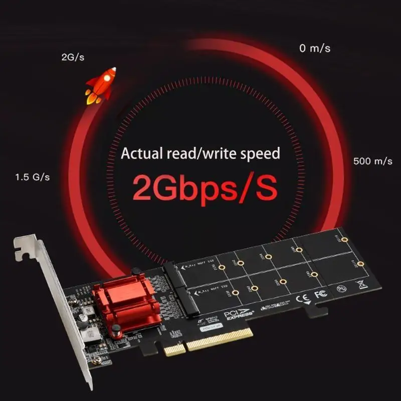 R53C NVMe SSD zu PCI-e 3.1 Erweiterungskartenadapter, unterstützt 2 x für M.2 (für M für K). – Detail 5