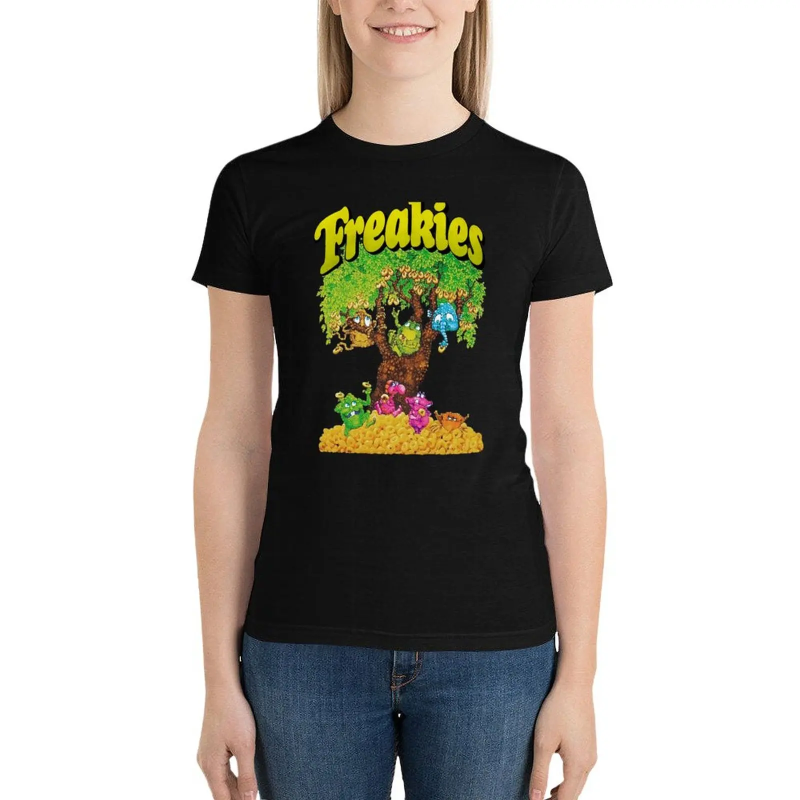 

All The Freakies Cereal Characters, Their Freakies Tree, and The Freakies Logotype T-Shirt vintage clothes tops for Women