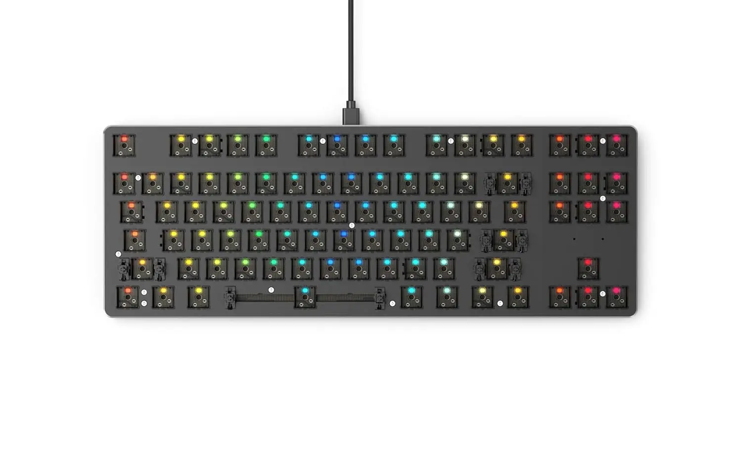 

Комплект механической клавиатуры Glorious GMMK 85% TKL — USB-C, RGB, переключатели и колпачки с возможностью горячей замены — черная металлическая верхняя панель