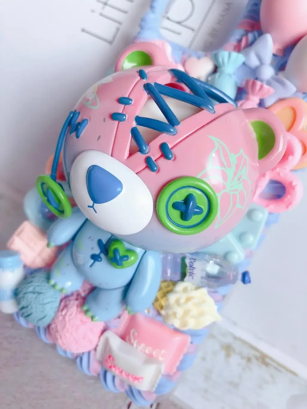 Cute Bear Handmade Case for iPhone 16 pro max DIY Phone Cover iP 16pro pink blue Kawaii candy food Customized 15plus Cream Shell