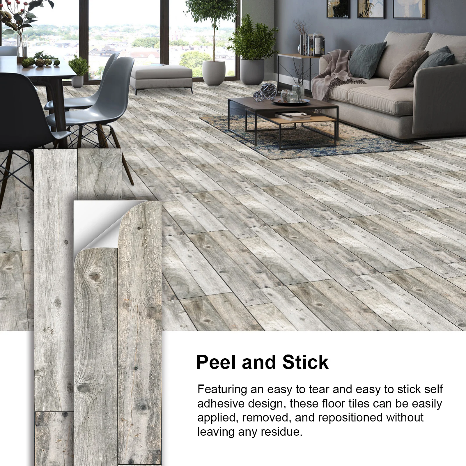 10PCS Floor Tiles Peel And Stick Frosted PVC Wood Grain Self Adhesive Waterproof Oil Proof DIY Flooring For Living Room Bedroom