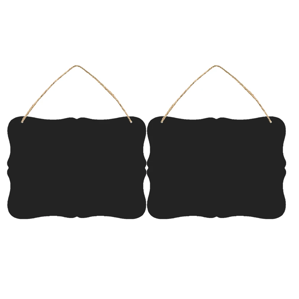 

2pcs Hanging Chalkboard Decorative Signboards Wall Message Boards For Home Decor With Hemp Rope Density Board Blackboard