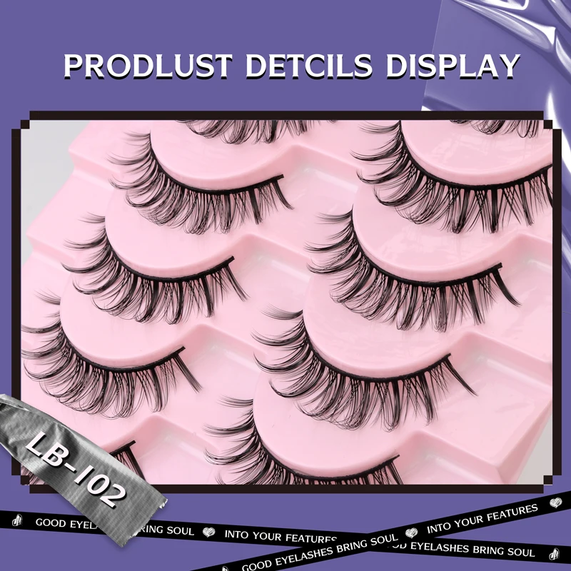 Vipuda Manga Lashes 10Pairs Natural Full Strip Cilios Reusable 3D Faux Mink Fluffy Soft Wispy Eyelashes Extension Makeup Tools