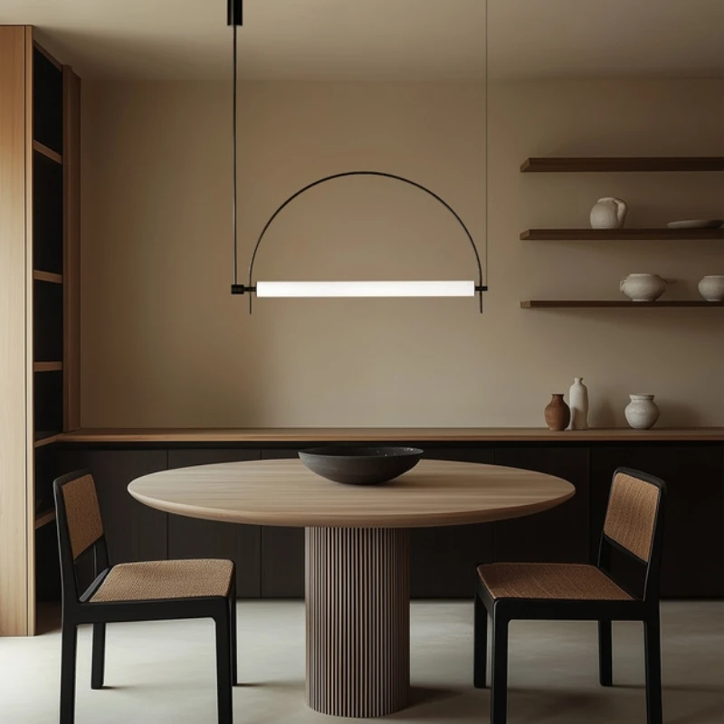 

Italian Minimalist Dining Room Chandeliers,black Curved Line Design,island Table Hotel Cafe Decor,led Lighting Fixtures,dimmable