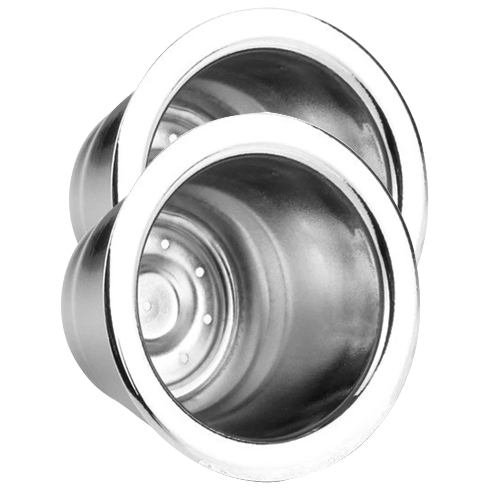 

2pcs Coffee Capsule Cup Reusable Washable Coffee Filter Professional Drainer Household Silver Portable Strainer