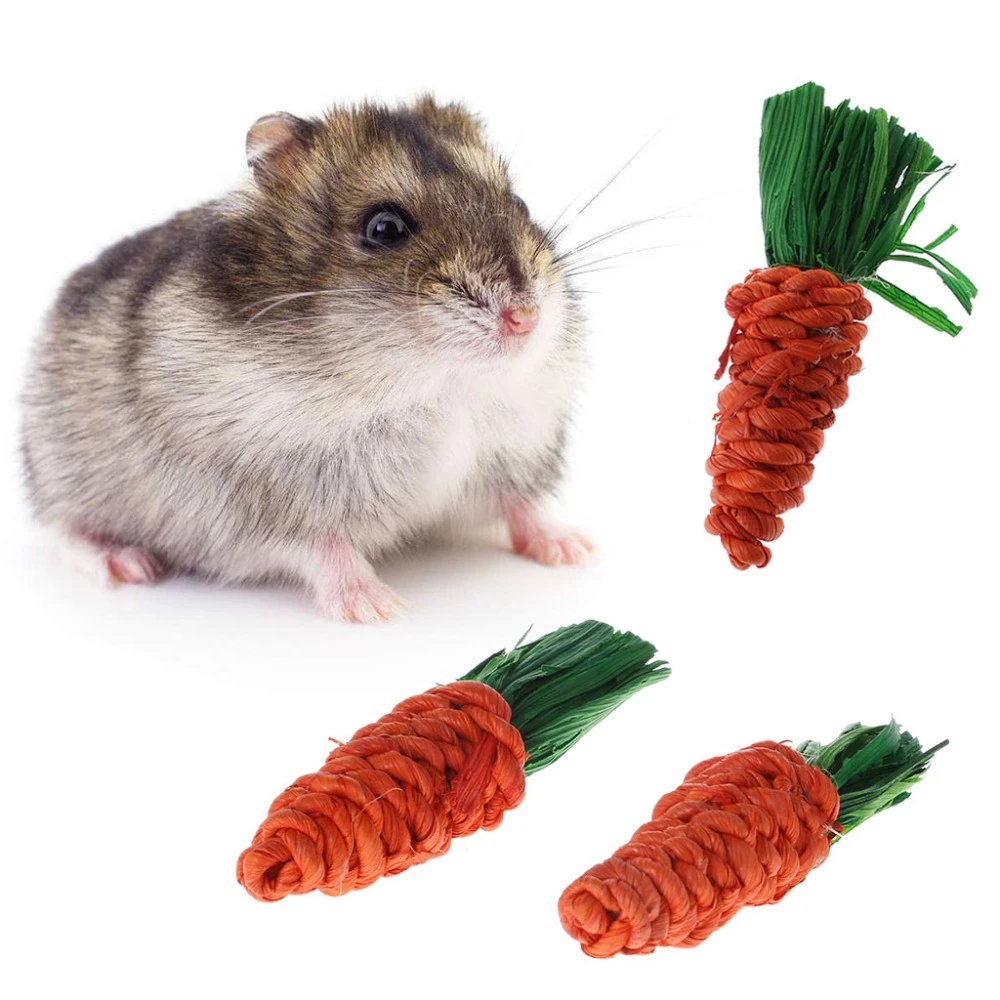 

3pcs/set Straw Rat Rabbit Guinea Pig Hamster Tooth Cleaning Bite Toys Pet Supplies Chew Toys