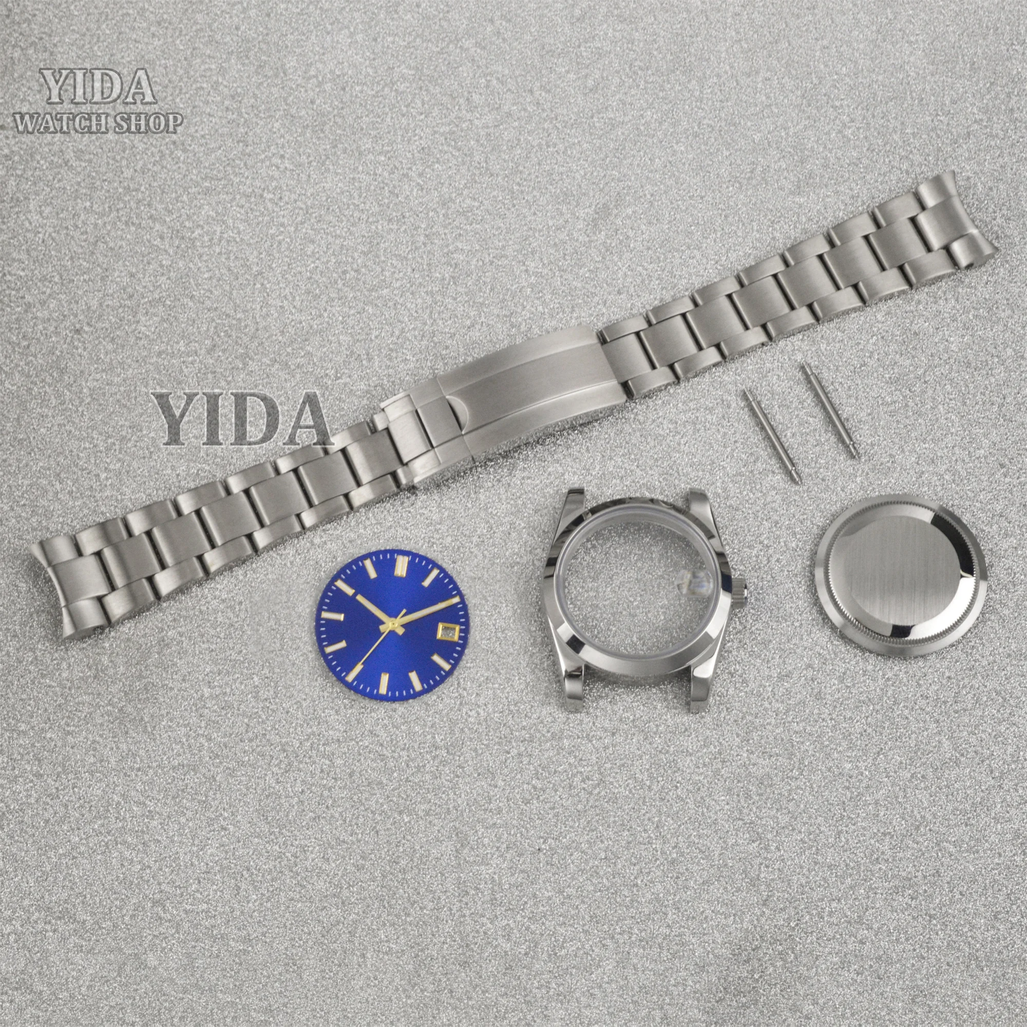 

Silver Watch Case Strap Dial Hands Stainless Steel Oyster Datejust Style Replacements For NH35 NH36 Movement Mod Watch Accessory