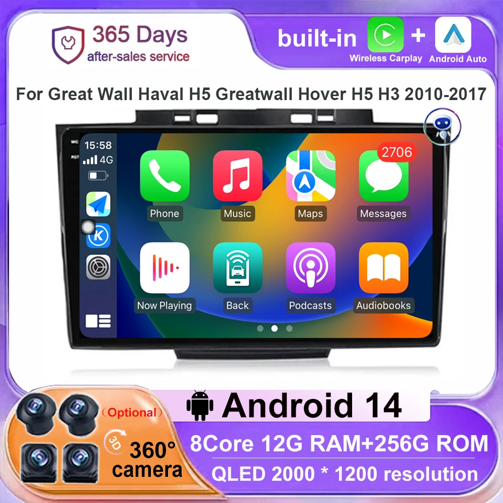 

Автомобильный радиоприемник Android 14 для Great Wall Haval H5 Greatwall Hover H5 H3 2010-2017 GPS мультимедийный видеоплеер навигация RDS NO 2Din