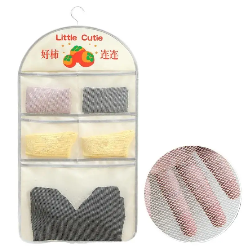 1Pc 2/3Layer Large Capacity Storage Mesh Bag Underwear Socks Storage Bag Breathable Wardrobe Organizer With Clothes Hanger