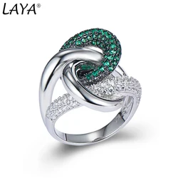 LAYA 925 % Sterling Silver  Irregular Curve Cross Zircon New Fashion Minimalist Clasp Intersect Ring Original Jewelry