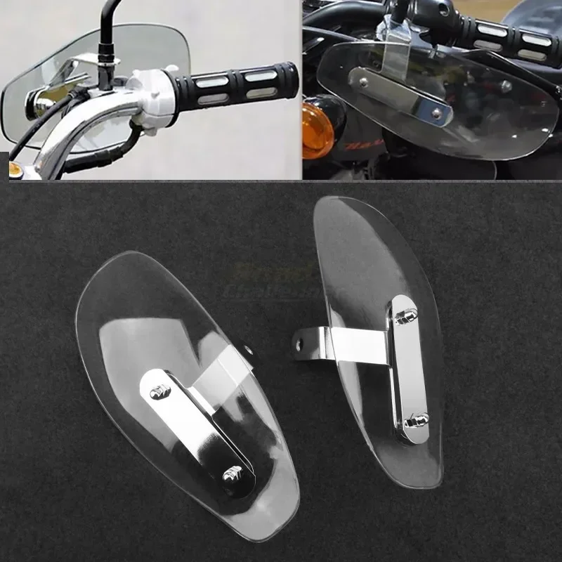 Motorcycle Clear Handle Bar Hand Guard Protector Wind Deflector Motorcycle Bike Shield for Harley Touring Honda Custom Moto
