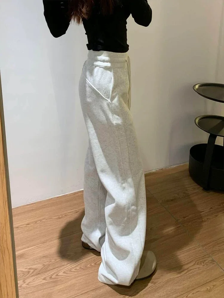 Damskie spodnie na co dzień z prostymi nogawkami Jesień Wiosna Nowy styl plus rozmiar Luźne spodnie z szerokimi nogawkami Modne spodnie dresowe Odzież damska