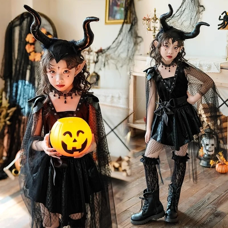 Halloween, Kostiumy dziecięce, Nocne Elfy, Małe Diabły, Wiedźmy, Kostiumy sceniczne, Występy, Dziewczynki, Wampiry, Sukienki