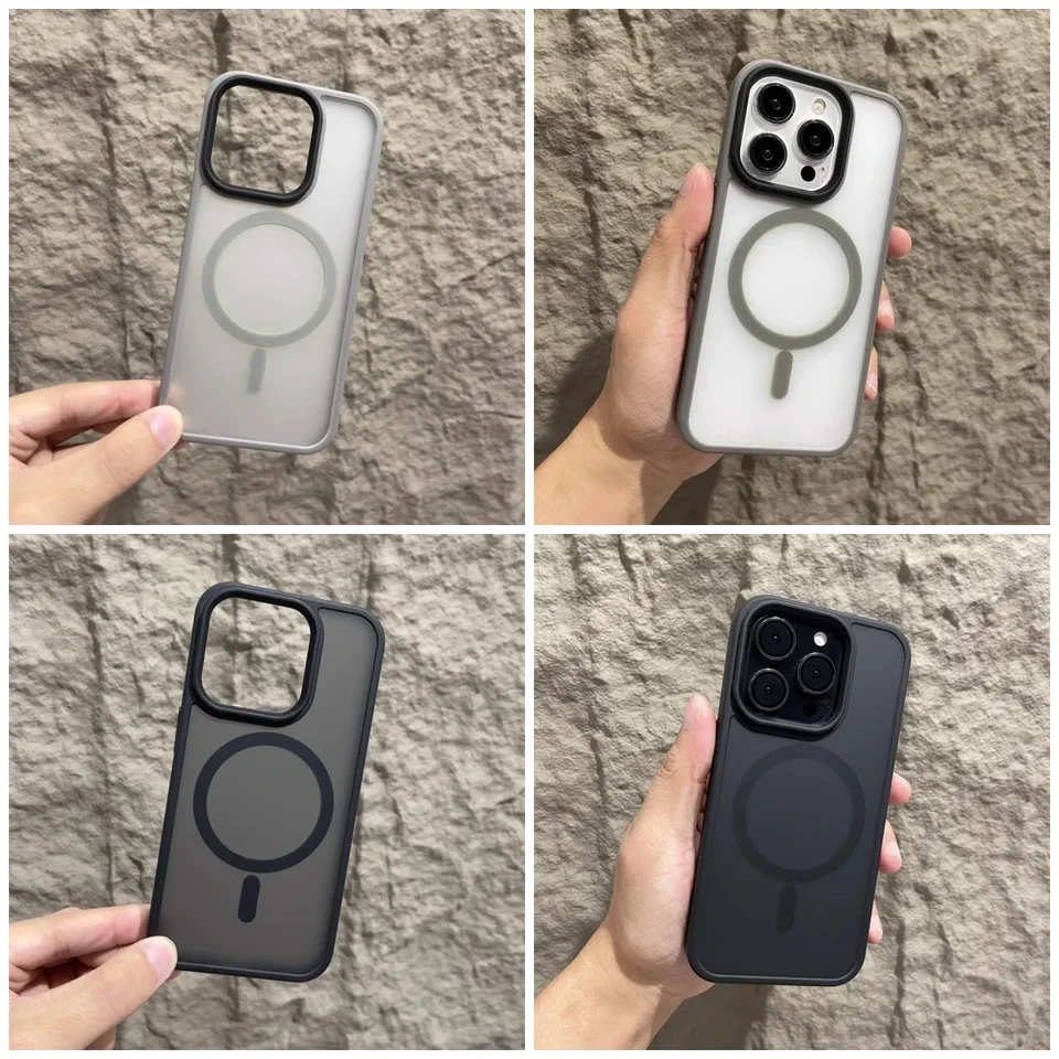Funda magnética original mate para iPhone Air 17 16 15 14 12 11 13 Pro Max Plus con carga inalámbrica MagSafe 5