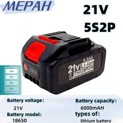 Suitable for Makita 21V 6000mah 5s2p  fast charging lithium-ion battery 18650, suitable for BL1850, BL1840, BL1440 (196391-6)