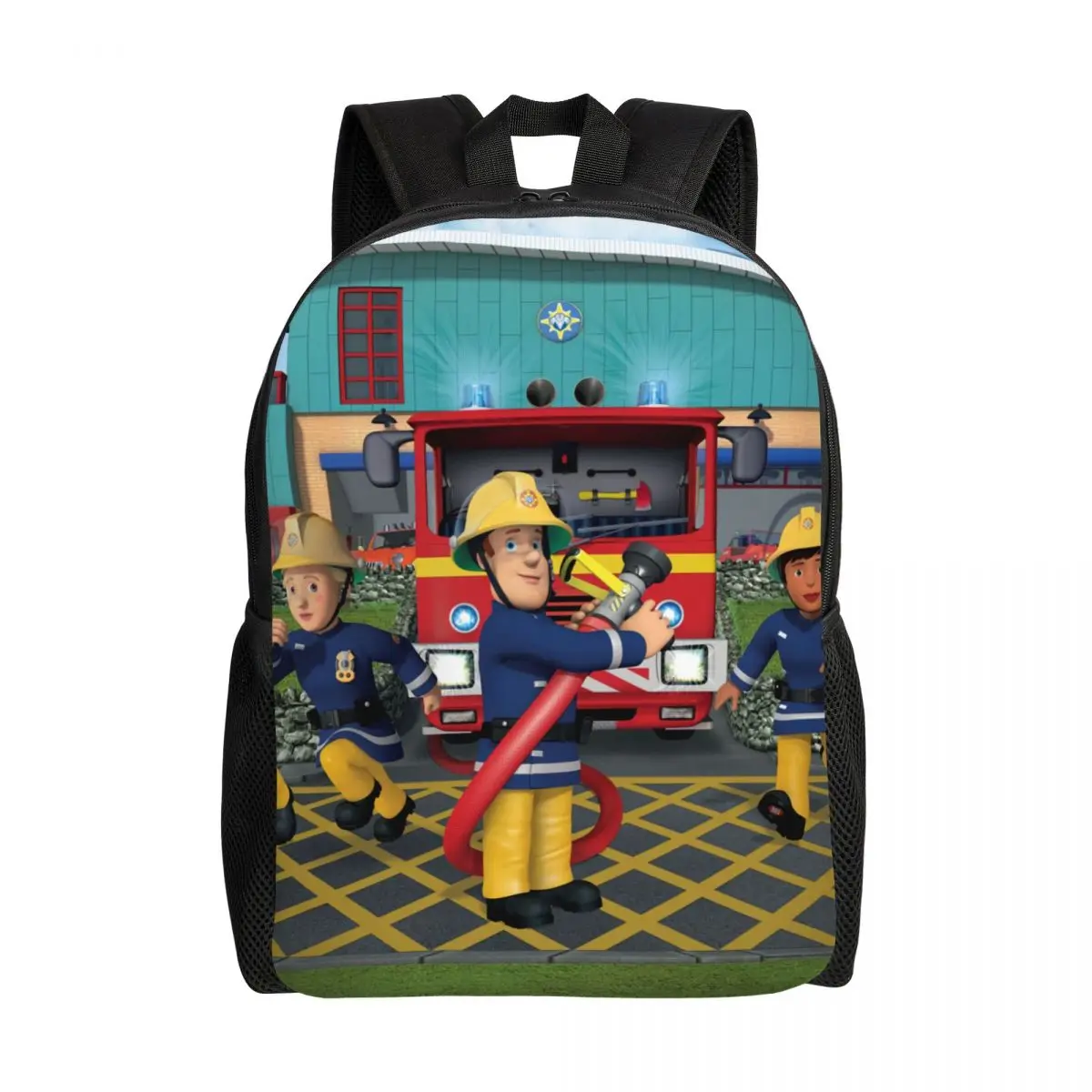 Custom Fireman Sam Travel Backpack Men Women School Laptop Bookbag Cartoon Firefighter College Student Daypack Bags