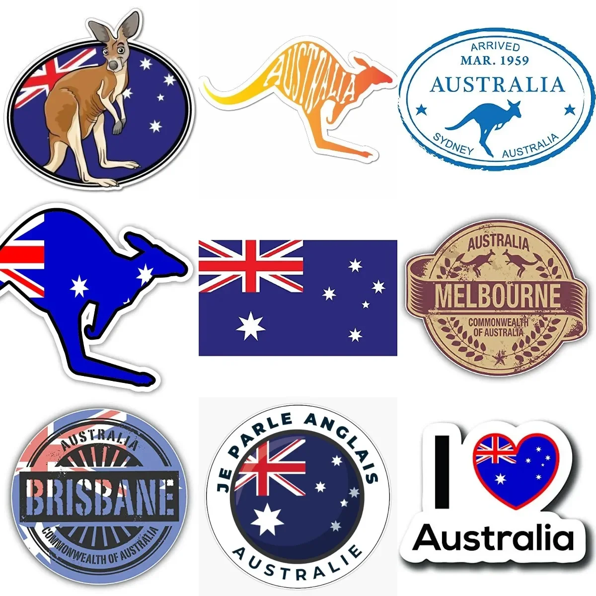 

Creative AUS Australia Flag Emblem Kangaroo PVC Sticker for Decorate Fridge Wall Car Van Helmet Bumper Truck Decal Accessories