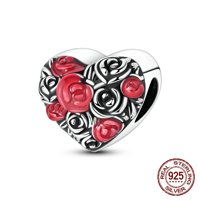 

Стерлингового серебра 925 пробы You have My Forever, бусины в форме розы в форме сердца, подходят для оригинальных браслетов-подвесок, женские ювелирные изделия своими руками, подарок