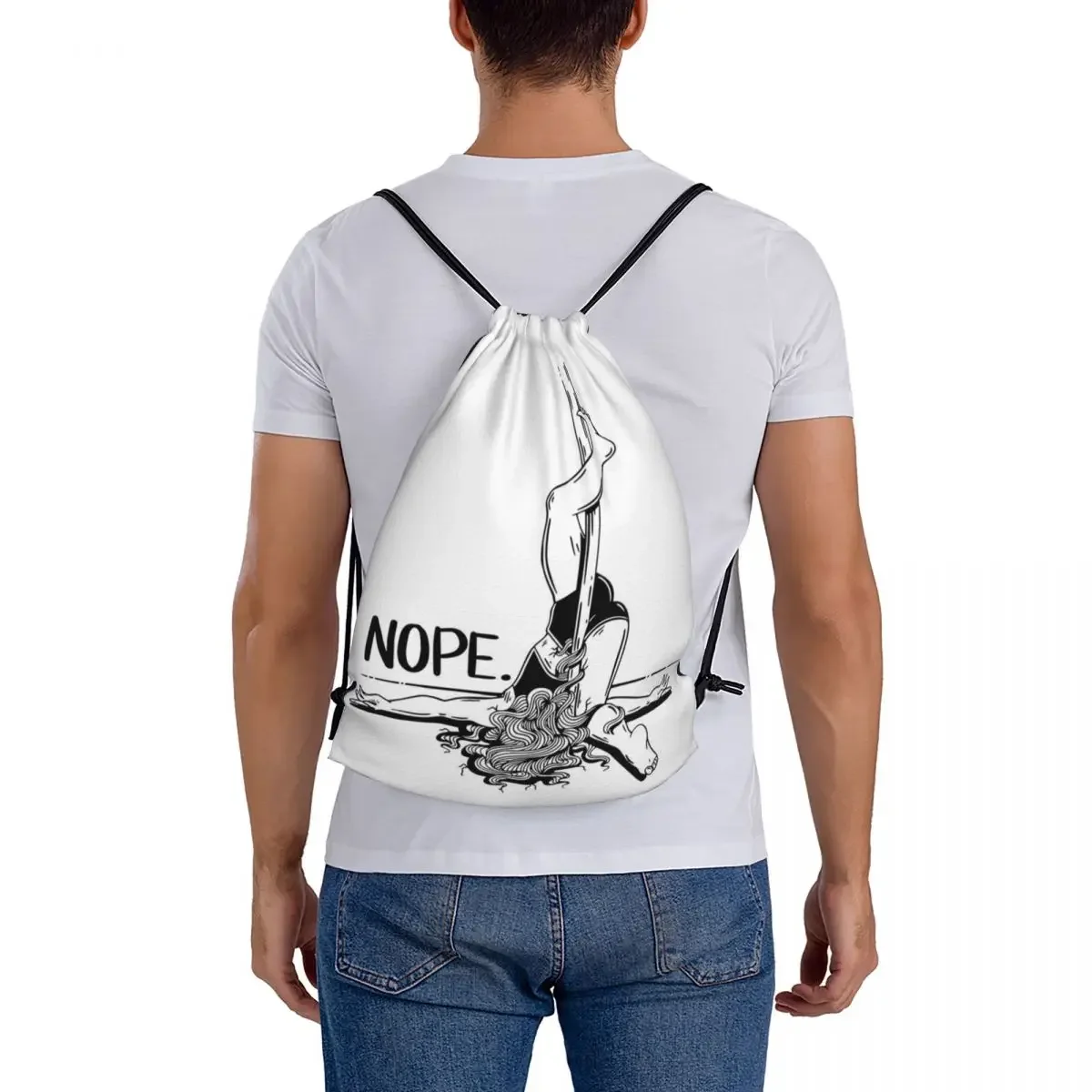 Pole Dance NOPE-Sac à Dos Noir Multifonction Portable, Proximité Wstring, Bundle Pocket, Sac de dehors, Sac à Livres pour Voyage