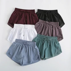 Women Outdoor Drawstring Waist Quick Dry Running Shorts Yoga Shorts 2 In 1 Double Layer Sports Bike Shorts With Pockets