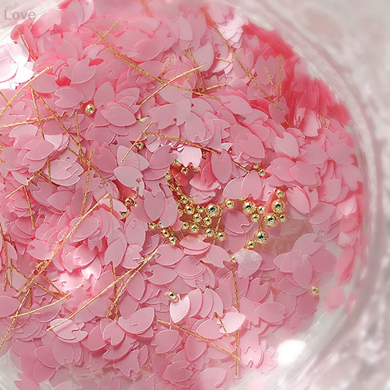 [L&P] 1 barattolo di paillettes simpatiche petali di Sakura per unghie foglie floreali colorate miste nail art glitter perline nail art fiocchi 3D