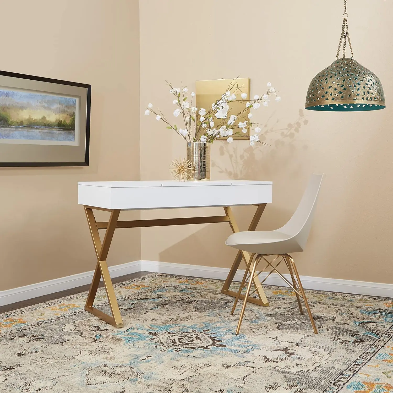 Oakley Mid-Modern Bucket Chair, Kunstleder, Creme