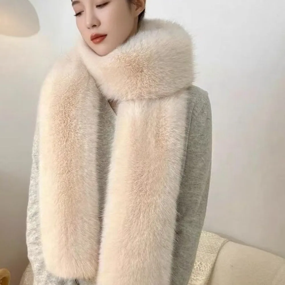 

Винтажный элегантный шарф из искусственного меха норки, длинный, толстый, плюшевый, для защиты от холода, роскошный однотонный пушистый длинный шарф для улицы