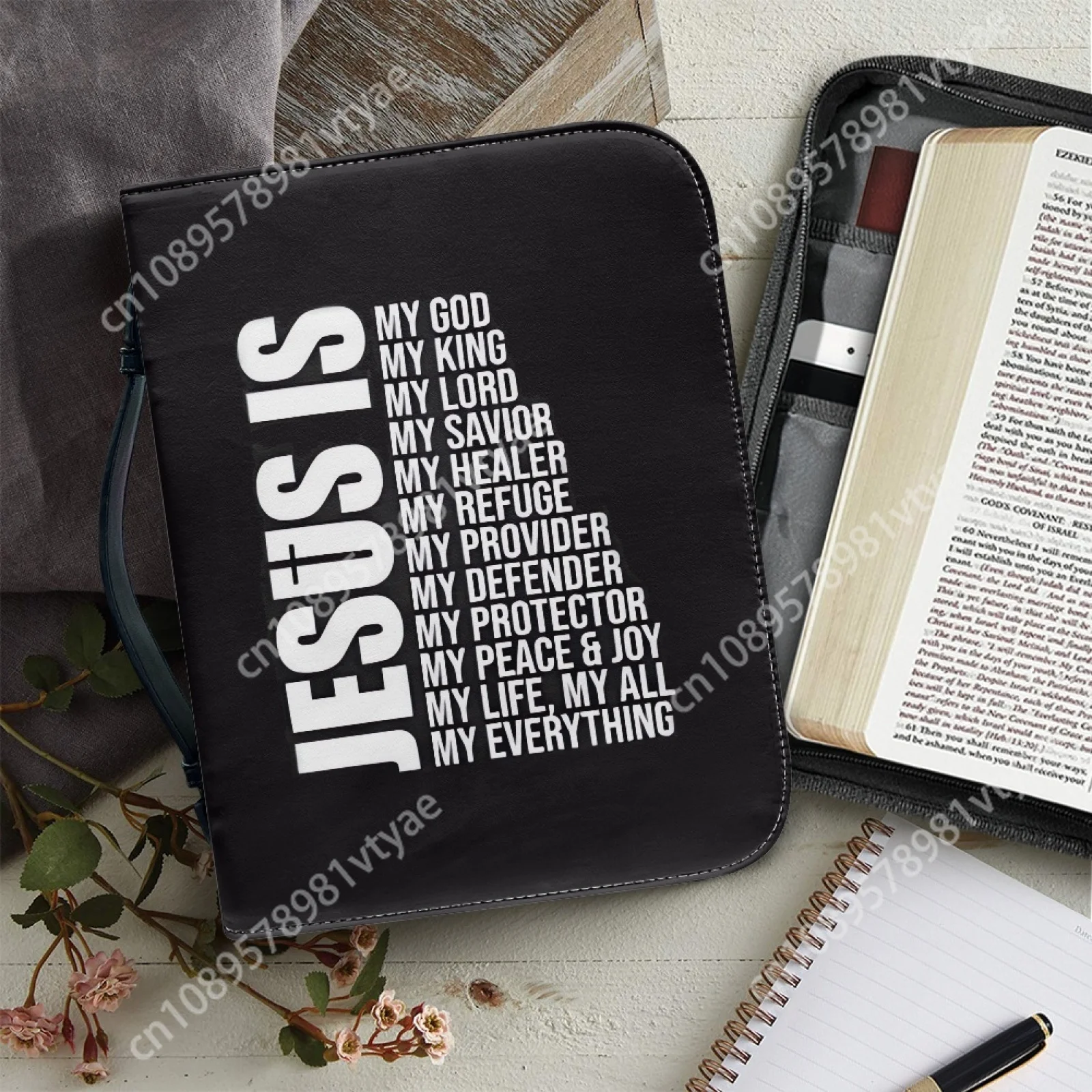 Bolsa de cuero con estampado personalizado de tu imagen para mujer y hombre, bolsos con asa, funda para la Biblia, bolsas de almacenamiento para llevar