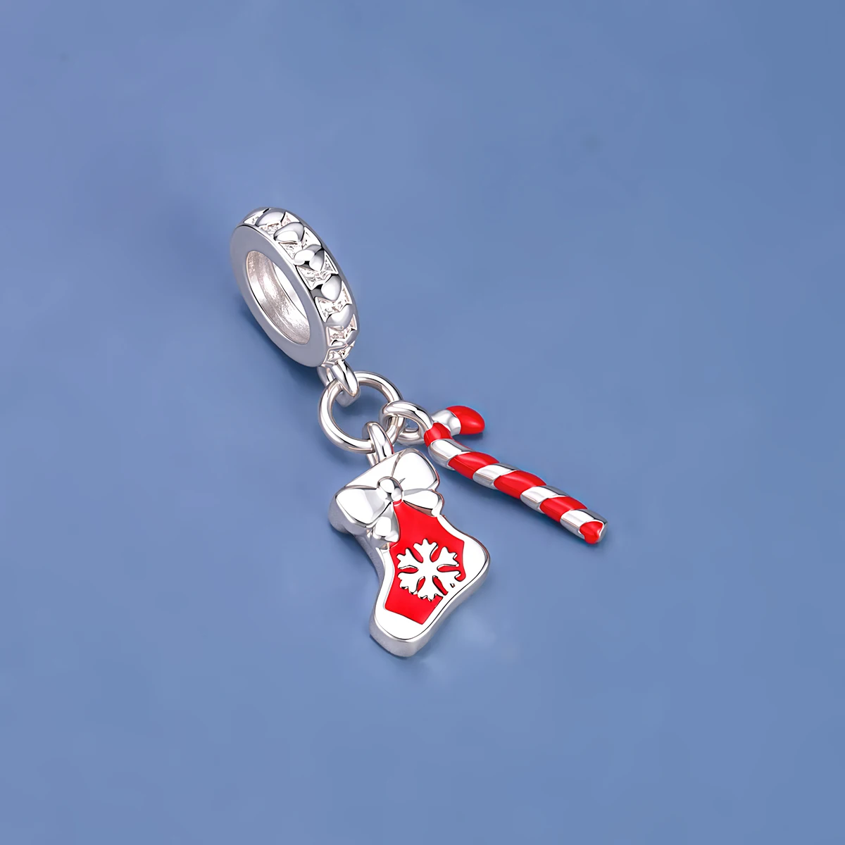 Fashionable Original Snowman Bow Red Bead Pendant DIY Bracelet Necklace Christmas Gift Environmentally Friendly Copper Material