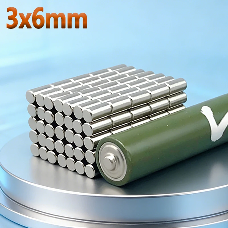 Ímãs de Neodímio N35 NdFeB 3x6mm, 20-1000 peças, Potentes, Magnéticos Permanentes, Acessório Redondo para DIY e Geladeira
