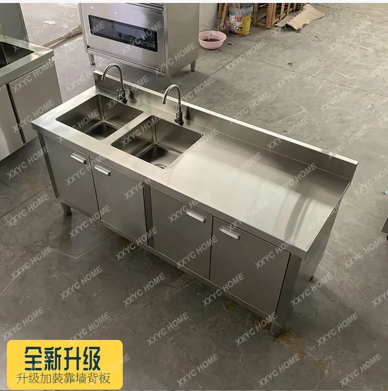 

Creative Stainless Steel Sink Cabinets Modern Minimalist Storage Workbench Kitchen Furniture Muebles De Cocina