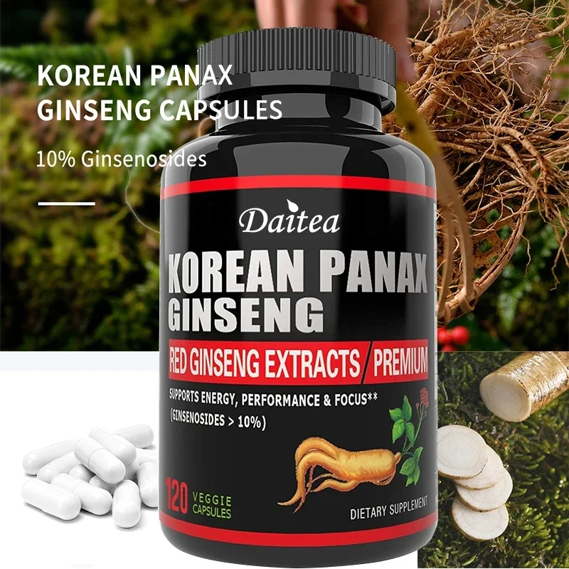 Organic Korean Red Ginseng 1000mg - 10% Ginsenosides, Energy & Performance