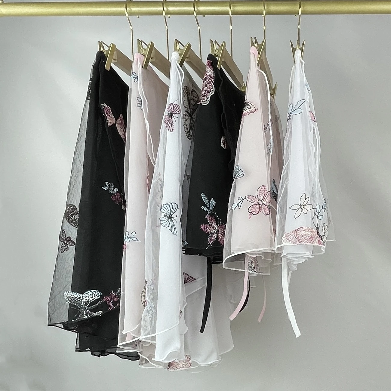 

customized women's adult ballet dance costume embroidered pattern basic training performance skirt one-piece lace up short skirt